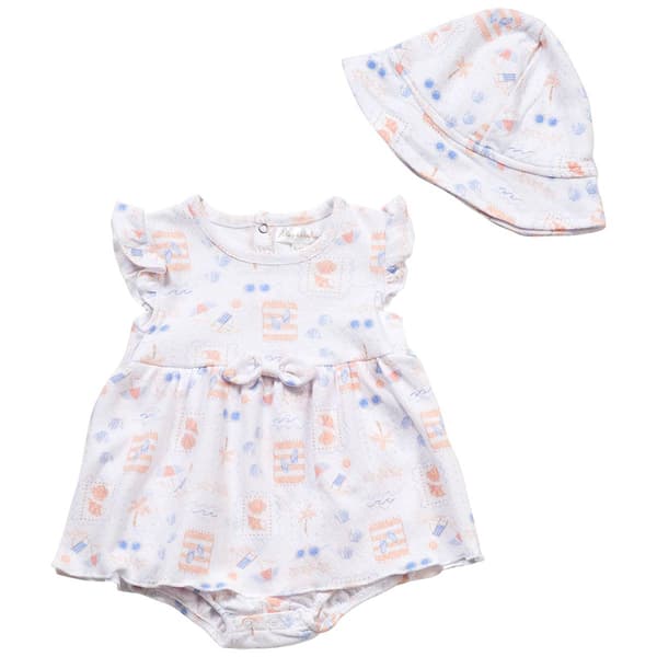 Baby Girl (NB-9M) Adley & Hudson(R) Beach Bodysuit Dress w/ Hat - image 