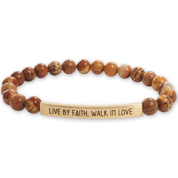 Beautiful Blessings Beaded Stretch Bracelet with Gold Faith Bar - image 