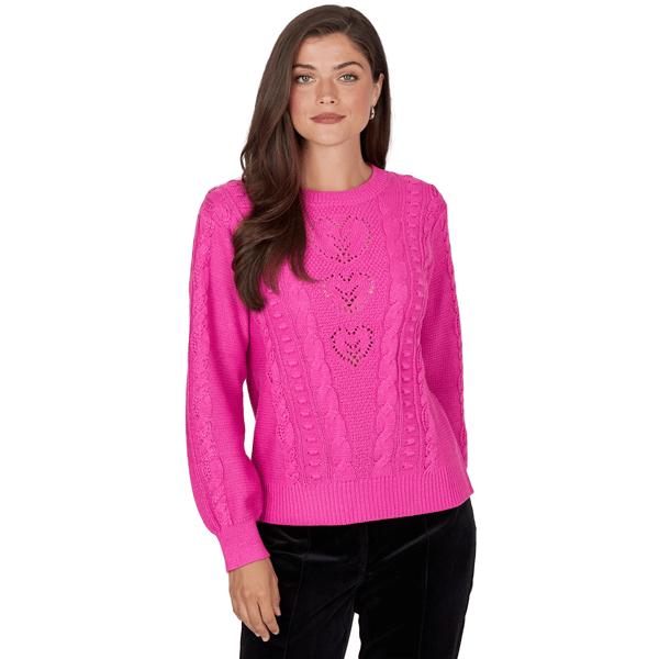 Plus Size Ruby Rd. Mysterious Romance Color Pop Cozy Cable Knit - image 