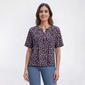 Petite Napa Valley Short Sleeve Pleated Floral Henley Blouse - image 1