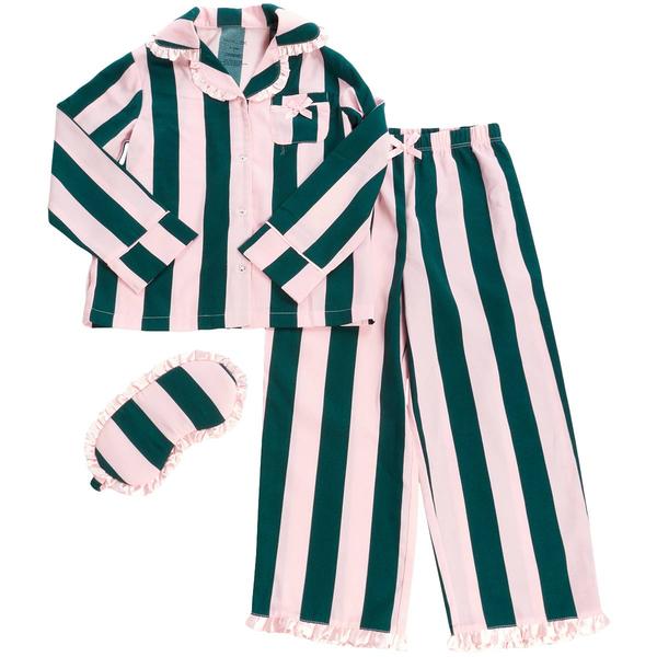 Girls Rachel Zoe 3pc. Striped Long Sleeve Pajama Set w/ Eye Mask - image 