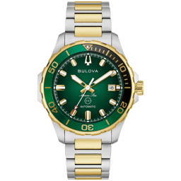 Mens Bulova Marine Star Green Dial Bracelet Watch - 98B467