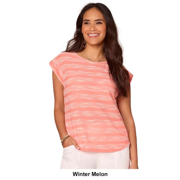 Womens Democracy Cap Sleeve Shirt Tail Hem Top