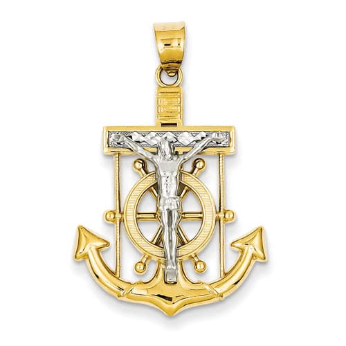 Unisex Gold Classics&#40;tm&#41; Two Tone Mariners Cross Pendant - image 
