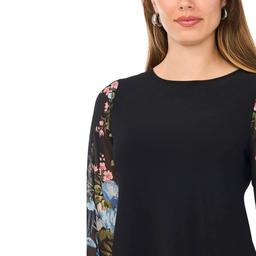 Womens MSK Long Sheer Floral Sleeve A-Line Dress