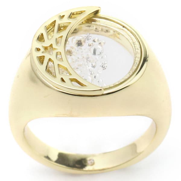 Ashley Cooper(tm) Gold Crescent Moon Shaker Ring - image 