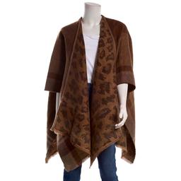 Womens Modena Leopard Plaid Reversible Ruana