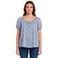 Womens Absolutely Famous Pintuck Floral Puff Sleeve Blouse - image 1