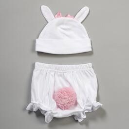 Baby Girl Baby Essentials&#174; 1st Easter Hat & Ruffle Diaper Cover