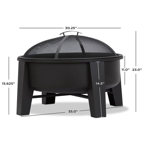 Real Flame Forsyth 35" Round Steel Wood Burning Fire Pit