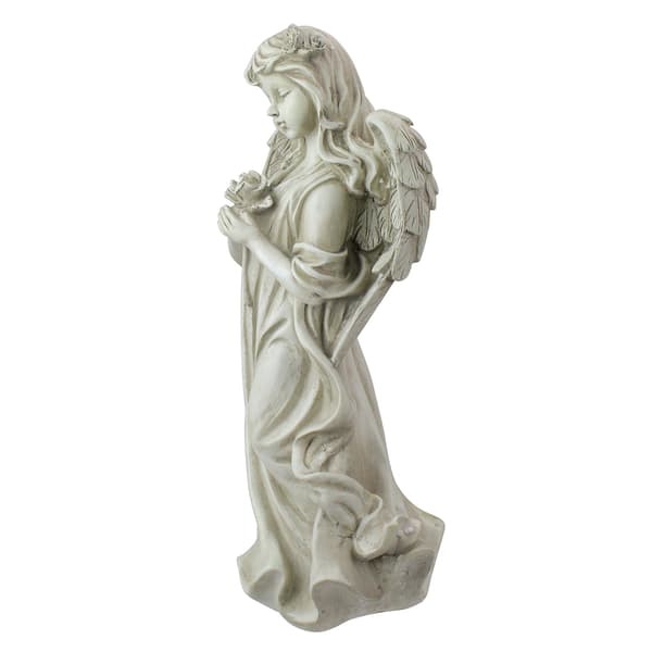 Northlight Seasonal 17in. Peaceful Angel Holding a Rose Statue