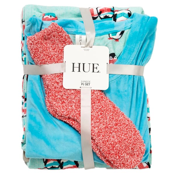 Womens HUE&#174; Long Sleeve & Penguins Pants Pajama Set w/ Socks