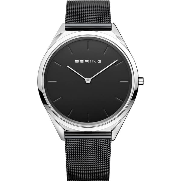 Mens BERING Ultra Slim Stainless Steel Black Watch - 17039-102 - image 