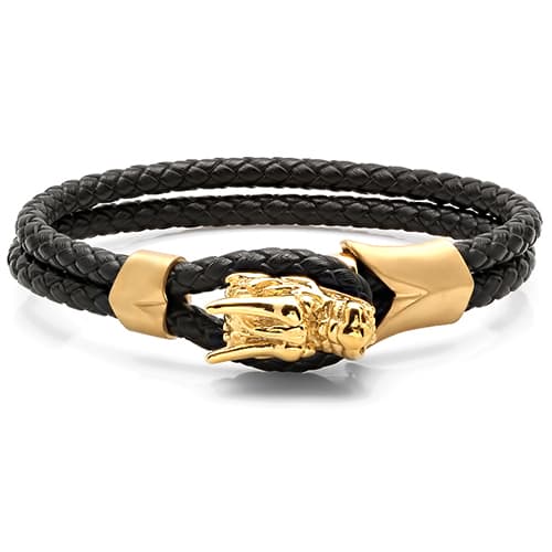Mens 18kt. Gold Plated Dragon Head Bracelet - image 