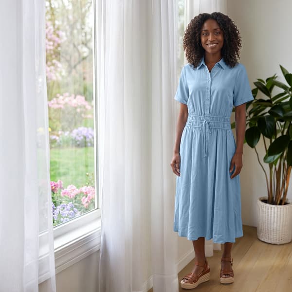 Womens Nanette Lepore Short Sleeve Point Collar Midi Dress - image 