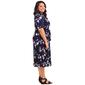 Plus Size MSK Elbow Sleeve Floral Half Zip Midi Dress - image 4