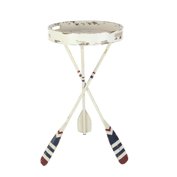 9th & Pike(R) White Metal Coastal Accent Table - image 