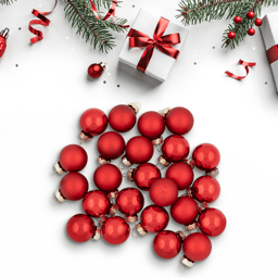 Northlight 24ct. 2-Finish Red Mini Christmas Glass Ball Ornaments