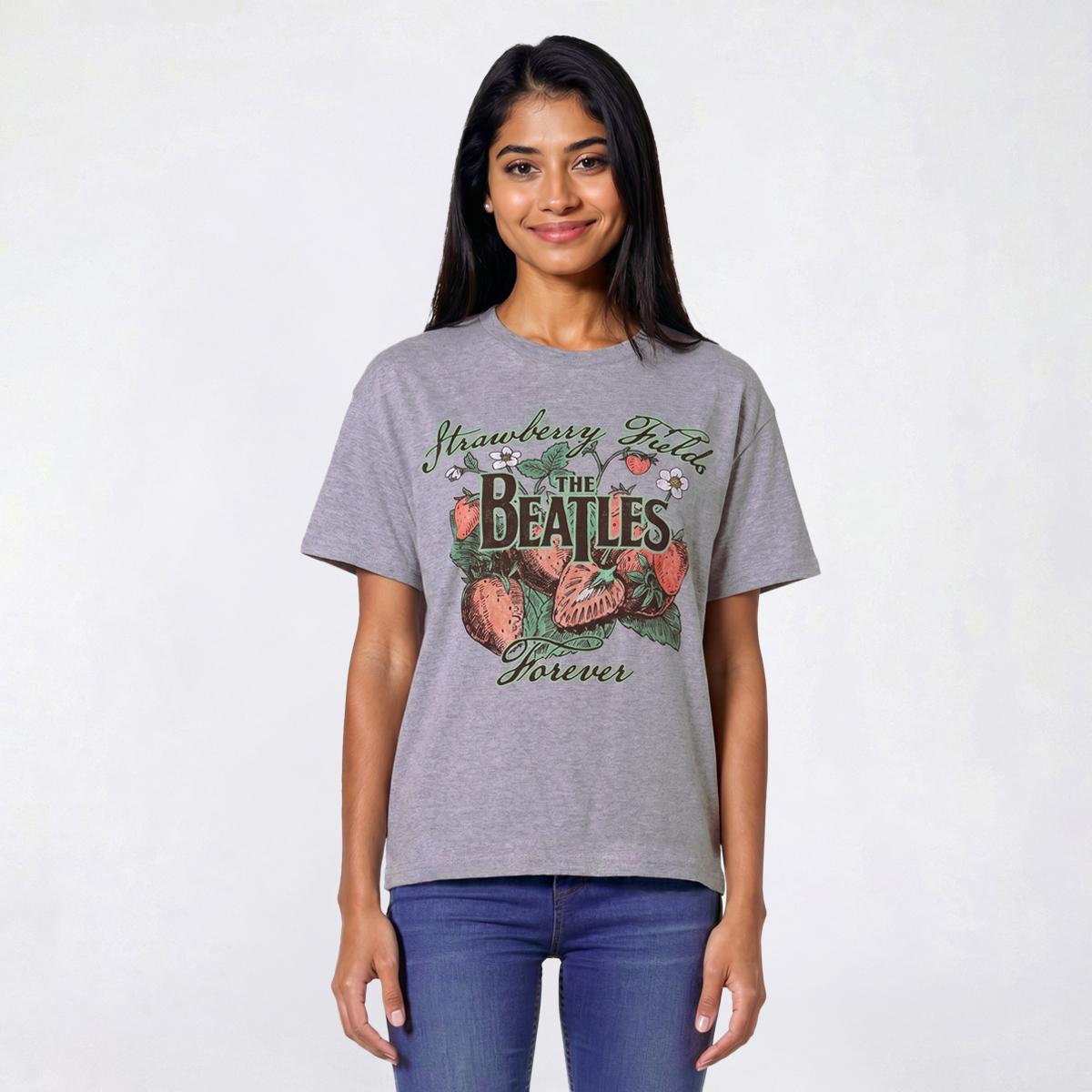 Juniors Beatles Strawberry Fields Boyfriend Tee