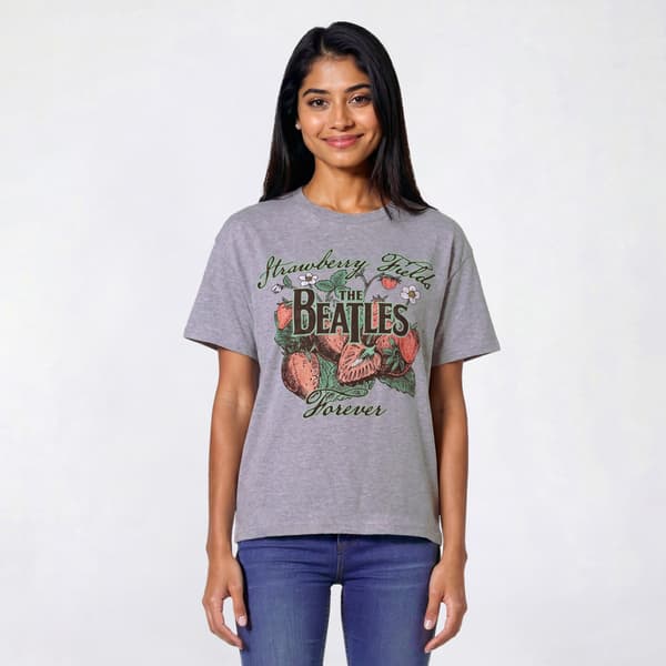 Juniors Beatles Strawberry Fields Boyfriend Tee - image 