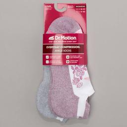 Womens Dr. Motion(R) 2pk. Butterfly White Low Cut Socks