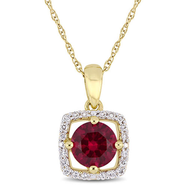 Gemstone Classics&#40;tm&#41; 10kt. Gold & Ruby Pendant Necklace - image 