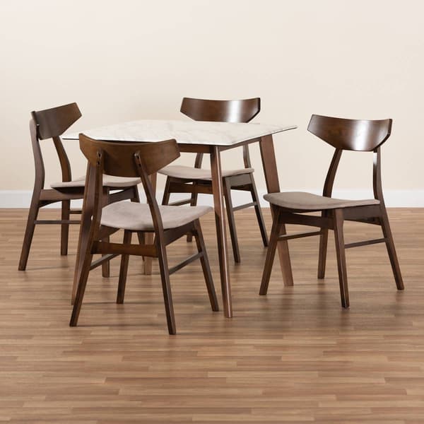 Baxton Studio Pearson Light Beige/Walnut Brown 5pc. Dining Set