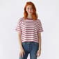 Juniors Pink Rose Short Sleeve Rib Oversized Boxy Top - image 1