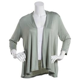 Womens Notations 3/4 Sleeve Solid Basic Knit Cardigan