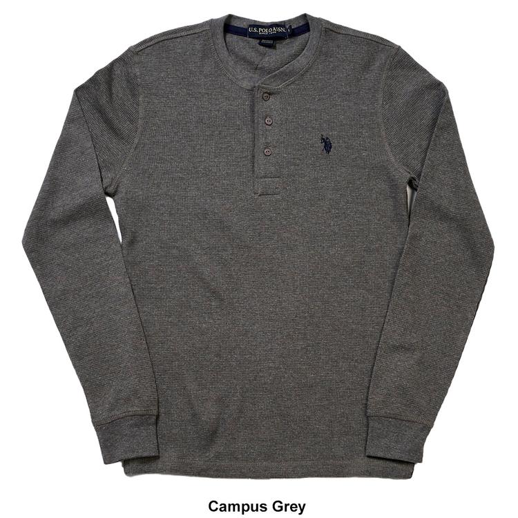 Mens U.S. Polo Assn.® Solid Thermal 3 Button Henley