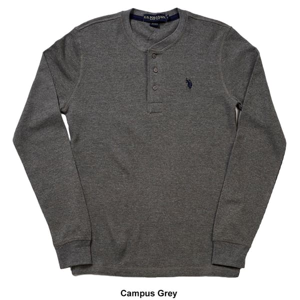 Mens U.S. Polo Assn.&#174; Solid Thermal 3 Button Henley