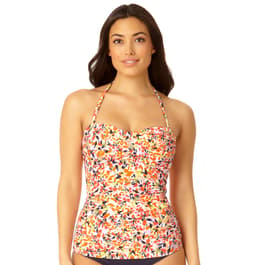 Womens Anne Cole Ditsy Floral Twist Front Bandeau-Kini Swim Top