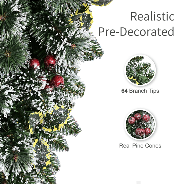Puleo International 28in Warm White LED Snowy Silverton Pine Swag