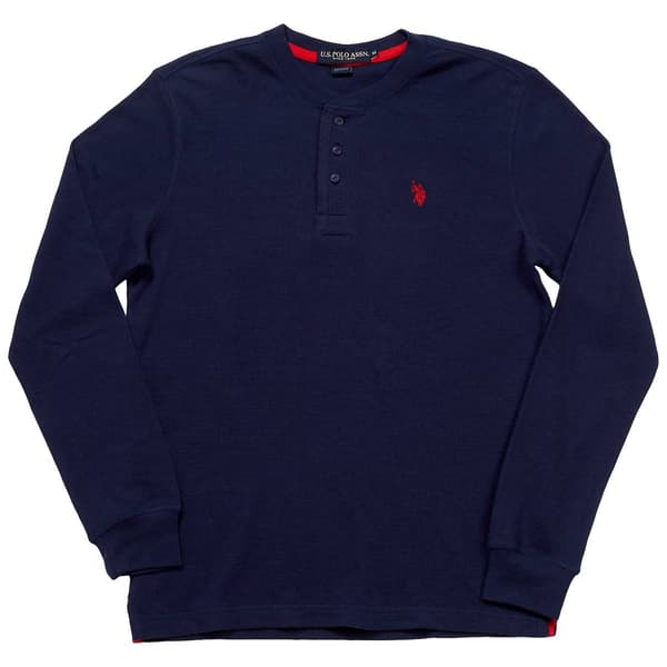 Mens U.S. Polo Assn.&#174; Solid Thermal 3 Button Henley