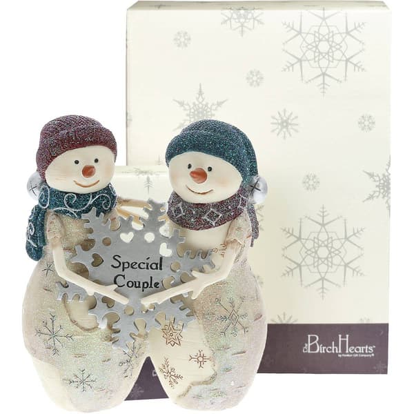 Pavilion Birch Hearts 4.5in. Snow Couple Holding a Snowflake - image 