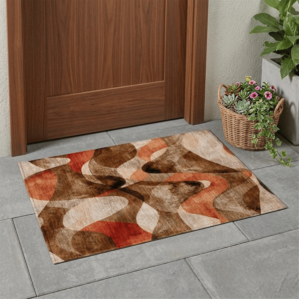 HomeRoots Chocolate Abstract Non Skid Accent Rug