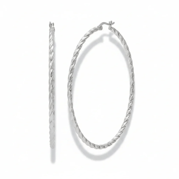 Saffron 60mm Stainless Steel Twisted Hoop Earrings