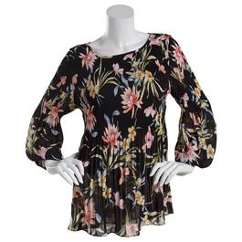 Plus Size Floral & Ivy 3/4 Sleeve Round Neck Floral Blouse