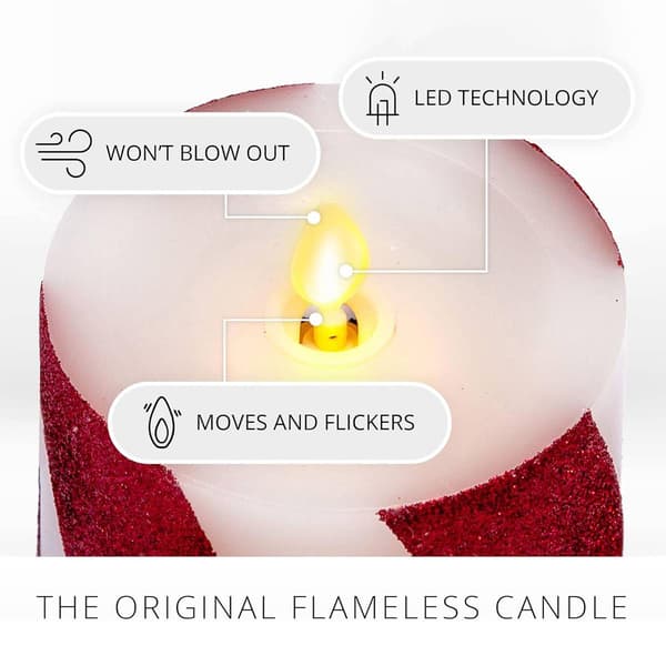 Luminara 3x4.5 Candy Cane Wide Stripe Flameless LED Pillar Candle