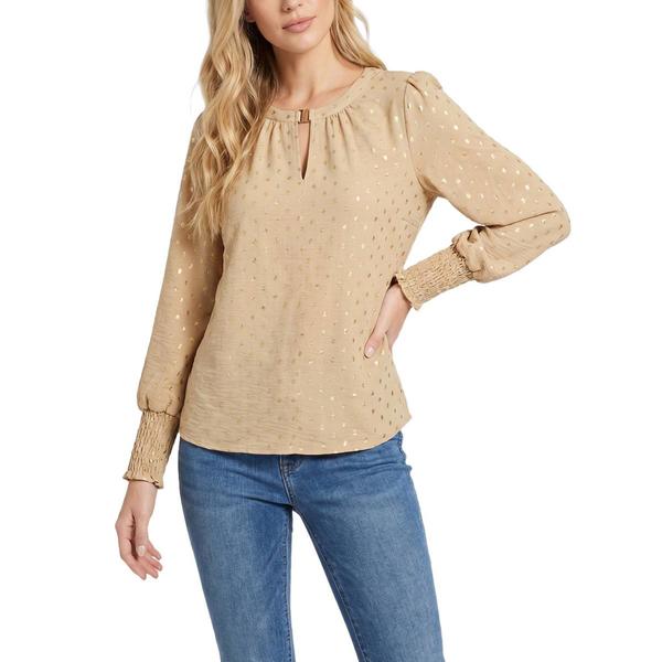 Womens NY Collection Long Sleeve Keyhole Blousson Sleeve Airflow - image 