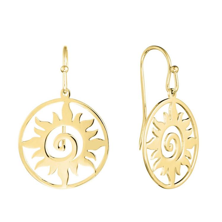Athra Gold Over Silver Laser Cut Sunshine Drop Earrings