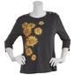 Womens Tru Self 3/4 Sleeve Button Shoulder Sunflower Graphic Tee - image 1