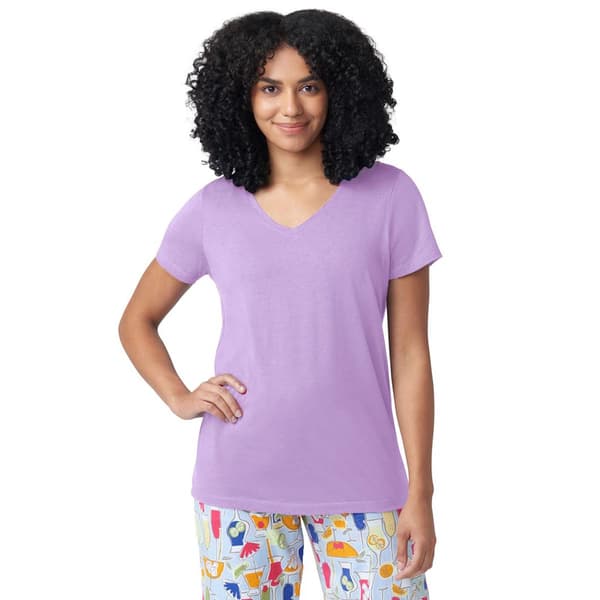 Plus Size HUE(R) Short Sleeve V-Neck Pajama Tee - image 