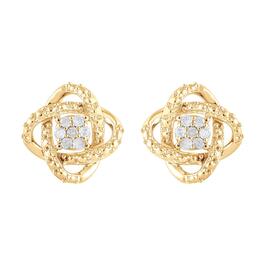 Diamond Classics&#8482; Gold Plated Diamond Flower Swirl Earrings