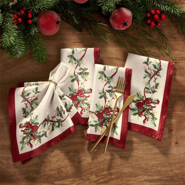 Villeroy & Boch Winter Bows & Garland Napkins - Set of 4