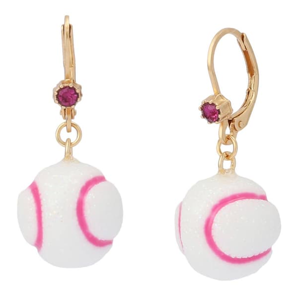 Betsey Johnson Baseball Drop Earrings - image 