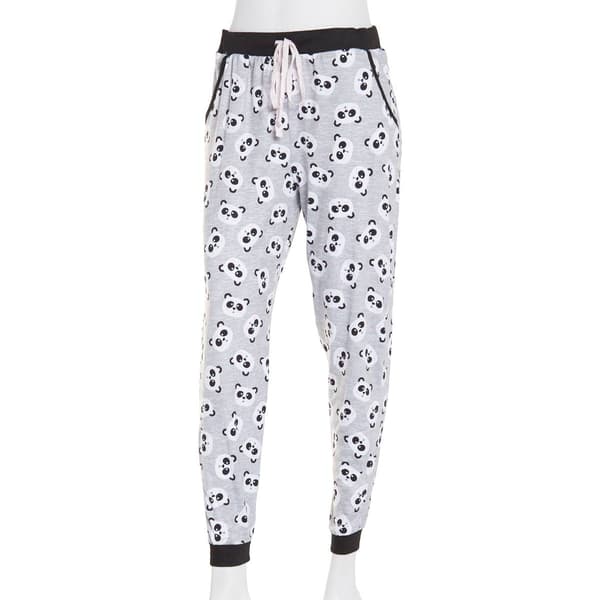 Womens Pillow Talk Panda Pattern Comfy Cozy Jogger Pajama Pants
