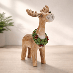 Melrose 11.5in. Whimsical Reindeer Figurine with Wreath