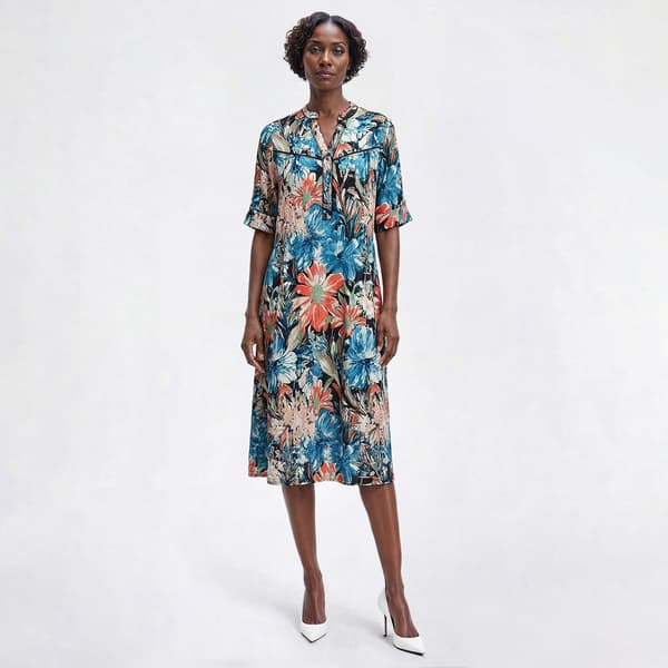 Womens Cocomo Roll Tab Sleeve Floral Gomez Shift Dress