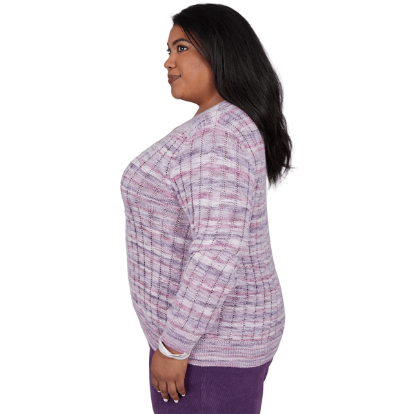 Plus Size Alfred Dunner Vail Space Dye Rib Knit Sweater
